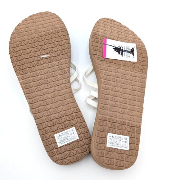 Sanuk Yoga Sandy Flip Flop Sandal Crisscross Strap Tan/White Women's Size US7 - Picture 8 of 11